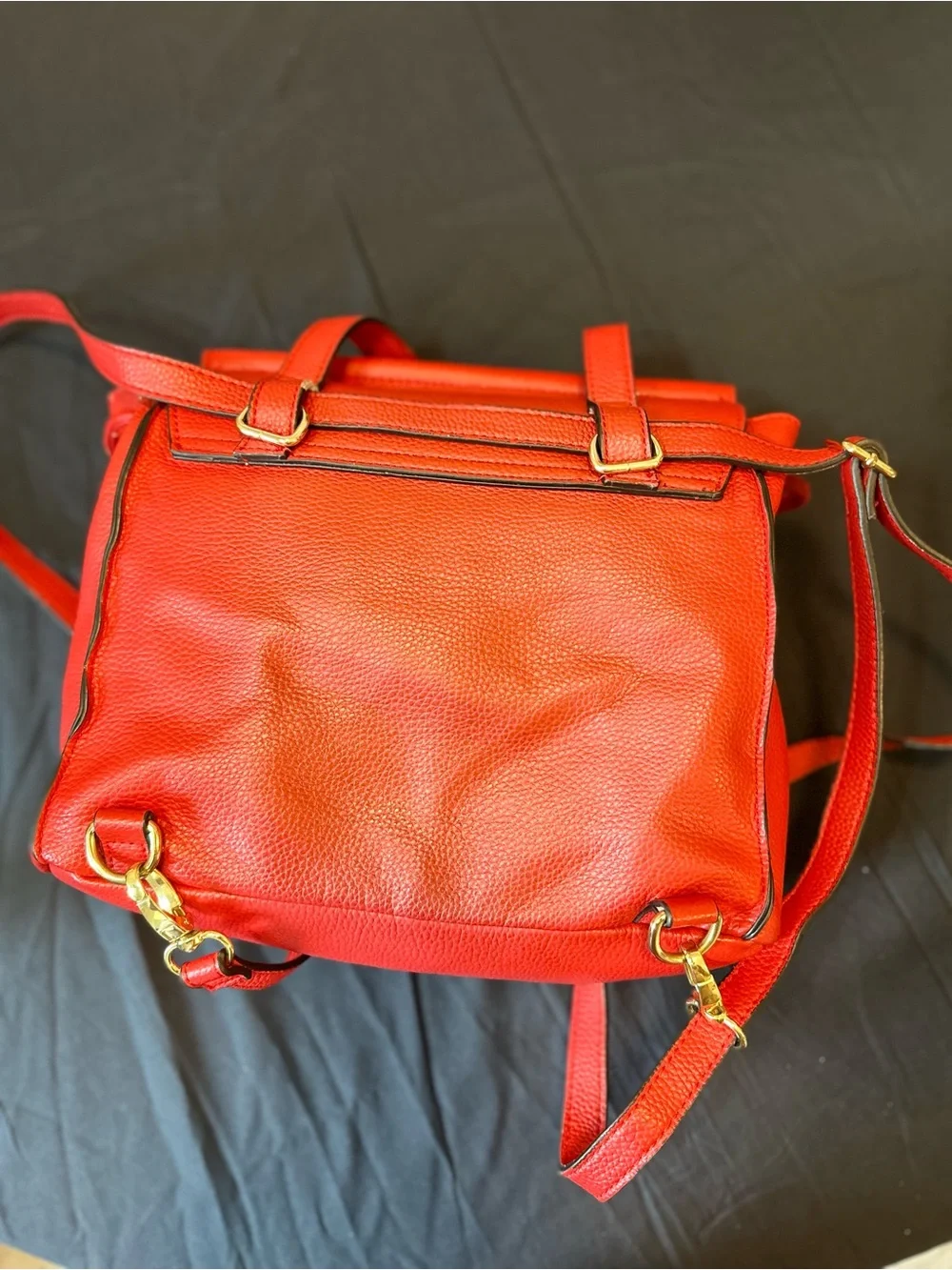Nanette Lepore Red Pebbled Satchel with Gold Hardware